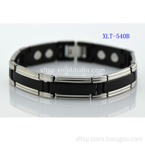 Cool design stainless steel men bio magnet sport energy bracelet